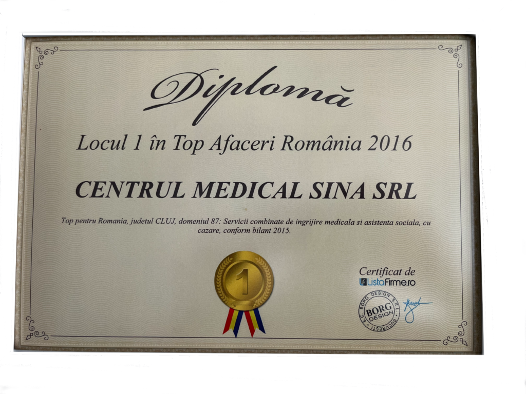 Locul 1 în Top Afaceri România 2016 — Centrul Medical Sina
