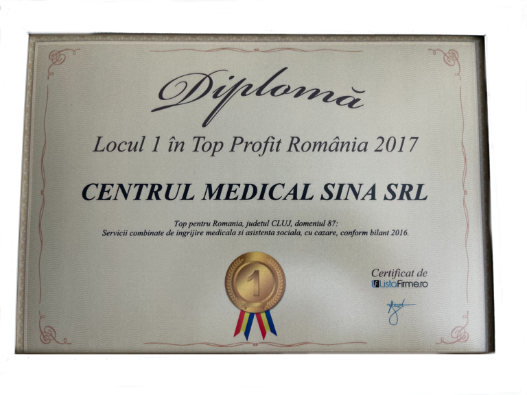 Locul 1 în Top Profit România 2017 — Centrul Medical Sina