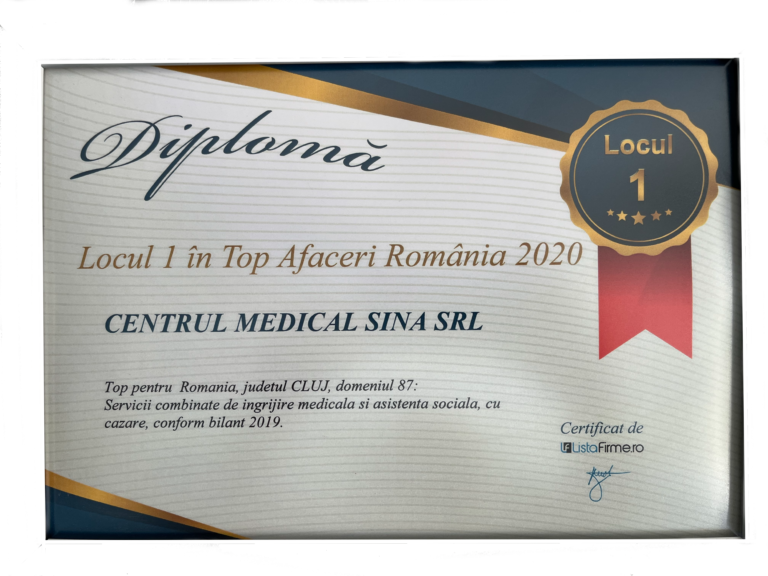 Locul 1 în Top Afaceri România 2020 — Centrul Medical Sina